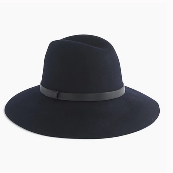 J. Crew Accessories - JCrew Wide Brimmed Felt Hat With Leather Band